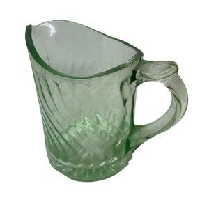 Small Optic Swirl Green Depression Glass Pitcher Estate Find